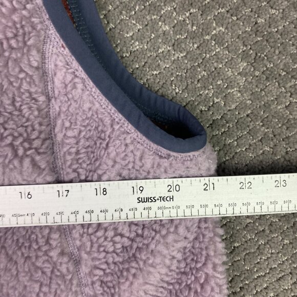 LL Bean Mountain Pile Fleece Vest Women's Large Lilac Full Zip Deep Pile 502430 - Picture 9 of 11